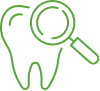 Large animated tooth with a magnifying glass